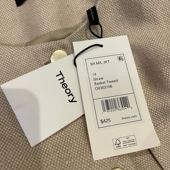 Theory Military Jacket in Basket Weave Linen Size 14 NWT - Picture 10 of 13